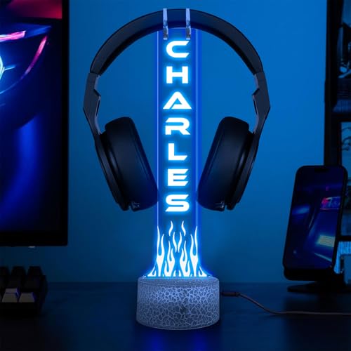 Custom Headphone Stand RGB Light, Personalized Headset Holder with Name, Gift for Gamer, Valentine Gift for Boyfriend, Gamer Room Decoration, Gifts for Him - color: 06