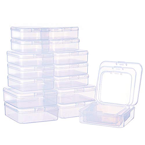 BENECREAT 27 Pack 3-Size Square Mini Clear Plastic Bead Storage Containers Box Case with lid for Items,Pills,Herbs,Tiny Bead,Jewerlry Findings, and Other Small Items - color: 3 Size, size: Carré