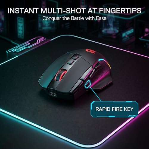 Redragon M925 PRO Wireless RGB Gaming Mouse 26000 DPI Remapping Keys | Cable-Free 0 Delay, Redefine Keybinding Macro, Vibing Backlight, Ergonomic Grip Body Comfort - size: Standard, style: Wireless
