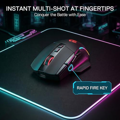 Redragon M925 PRO Wireless RGB Gaming Mouse 26000 DPI Remapping Keys | Cable-Free 0 Delay, Redefine Keybinding Macro, Vibing Backlight, Ergonomic Grip Body Comfort - size: Standard, style: Wireless