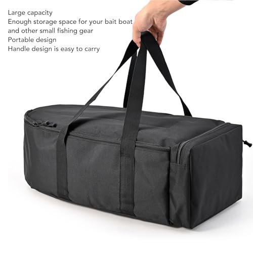 Asixxsix RC Bait Boat Storage Bag, 1000D Oxford RC Boat Remote Control Fishing Boat Cover Bag, 60 x 30 x 20cm, 24 x 12 x 8inch, Suitable for Most Bait Boats, Double Zipper - color: Black