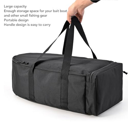 Asixxsix RC Bait Boat Storage Bag, 1000D Oxford RC Boat Remote Control Fishing Boat Cover Bag, 60 x 30 x 20cm, 24 x 12 x 8inch, Suitable for Most Bait Boats, Double Zipper - color: Black
