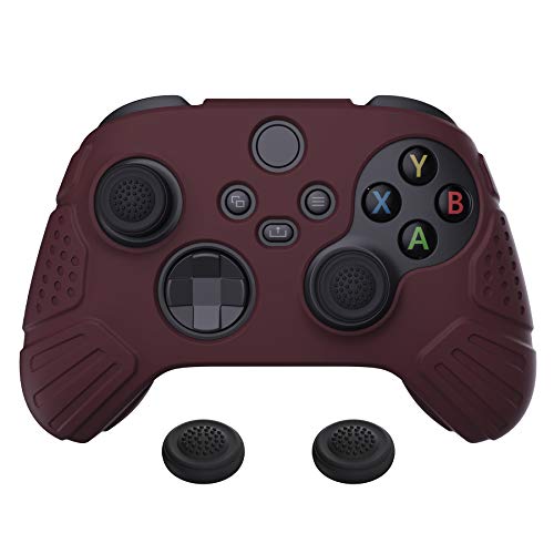 eXtremeRate PlayVital Guardian Edition Wine Red Ergonomic Soft Anti-slip Controller Silicone Case Cover for Xbox Series X/S, Rubber Protector Skins with Joystick Cap for Xbox Core Wireless Controller - color: Wine Red