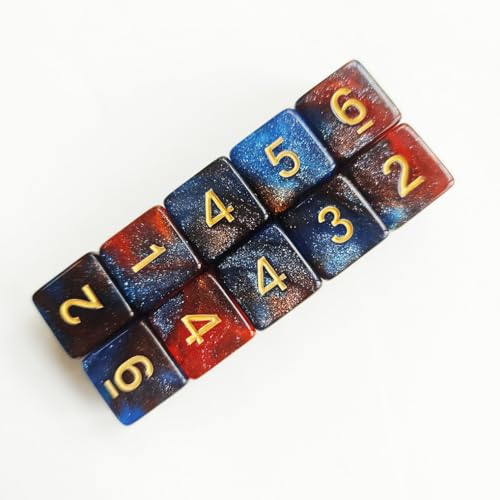 10 Pieces Polyhedral D6 Dice Set, 6 Sided Dice 16mm Square Edge Dice for RPG MTG DND Table Games (Dark Blue Orange) - color: Dark Blue Orange