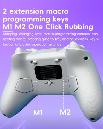 COOBILE Wireless Gaming Controller, Bluetooth Gamepad with Hall Joystick, hall trigger, Macro Back Key, no blind zones, support six-axis somatosensory,for iOS, Android, PC, Switch, Steam (white)