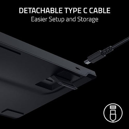 Razer DeathStalker V2 Gaming Keyboard: Low Profile Optical Switches Clicky Purple - Durable Coated Keycaps - Aluminum Top Plate - Multi Function Roller & Media Button - Chroma RGB - Snap Tap - color: Classic Black, style: V2