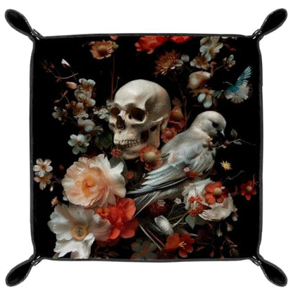 Skull Florals Birds Dice Tray Dice Rolling Tray Folding Dice Holder for Dice Games, Like RPG, DND and Other Table Games - color: Multi 8