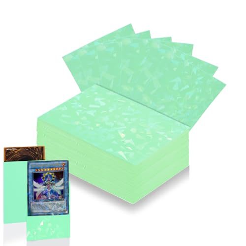 100 Count Mint Green Card Sleeve for Trading Cards, Perfect Fit Shiny MTG Card Sleeves, Holographic Card Sleeves Fit for Magic, Photocard, TCG, Baseball/Sports Cards, Game Card 66 * 91 mm - color: Mint Green