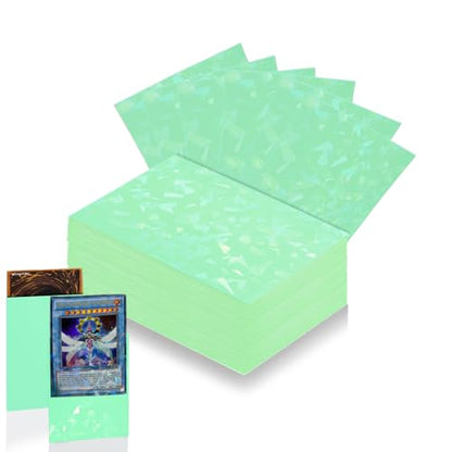 100 Count Mint Green Card Sleeve for Trading Cards, Perfect Fit Shiny MTG Card Sleeves, Holographic Card Sleeves Fit for Magic, Photocard, TCG, Baseball/Sports Cards, Game Card 66 * 91 mm - color: Mint Green