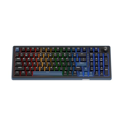 Ducky OK-M - 98% Wireless Mechanical Gaming Keyboard : Gasket-Mount Design, Hot-Swappable Switches, Five-Layer Acoustic Dampening, RGB, USB-C, 2.4Ghz, Bluetooth, Wine Red Switch - size: OK-M-98, style: KTT Wine Red Switch