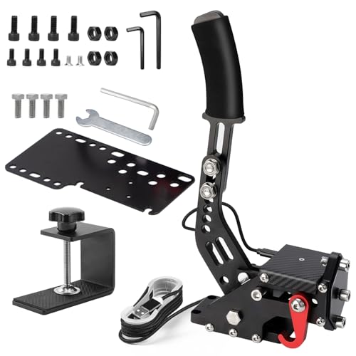 Jetmilai Handbrake Sim Racing for PC Windows, USB Handbrake with Clamp Analog Performance with Handle Grip for 64 Bits E Brake Sim Racing Game (Black) - color: 블랙.