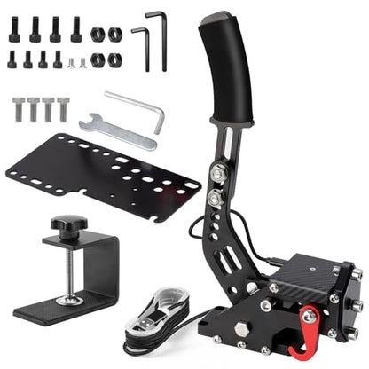Jetmilai Handbrake Sim Racing for PC Windows, USB Handbrake with Clamp Analog Performance with Handle Grip for 64 Bits E Brake Sim Racing Game (Black) - color: 블랙.