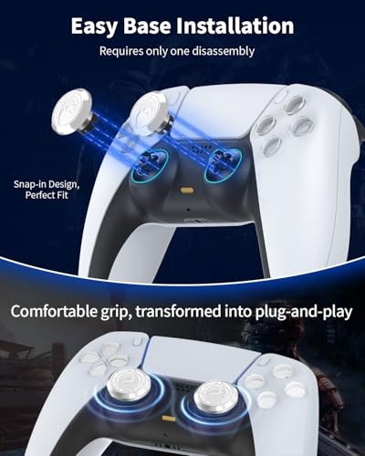 KD.FLY Metal Thumbsticks for PS5 Controller Joystick Replacement, Thumb Sticks for PS4 Controller, Custom Thumb Grips for Switch Pro Controller, 2 Joystick, 2 Thumbstick Base, Flying Crane - color: Flying Crane