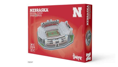 Pro-Lion 3D Jigsaw Puzzle of Nebraska Memorial Stadium – 162 Pieces | Nebraska Huskers College Football Model | NCAA Football Stadium Building Kit | Creative Gift for Men, Boys & Kids Aged 8+ - style: Nebraska Huskers