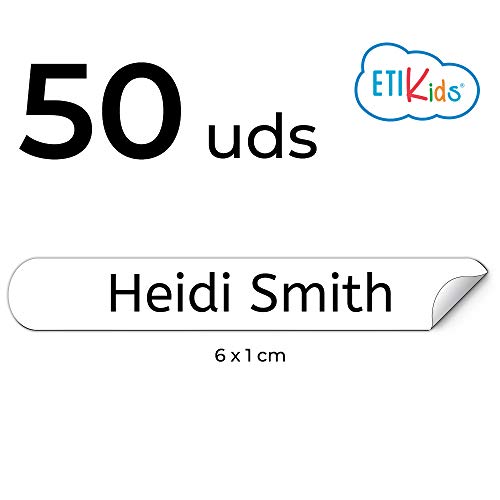50 Personalized Adhesive Labels to Mark Objects 2.3 x 0.4 in. Waterproof Stickers to Mark School Supplies, Books, kindergartens Goods, Summer Camps, Children's Toys, etc. - color: White