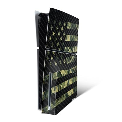 MightySkins Carbon Fiber Skin for PS5 PlayStation 5 Slim Disc Edition Console Only - American Camo Protective, Durable Textured Carbon Fiber Finish Easy to Apply Made in The USA - color: American Camo, size: PS5 Slim Disc Edition Console Only