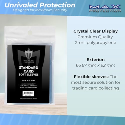 Max Protection Regular Trading Card Size Soft Sleeves - 100ct Pack (100 Sleeves) - size: 100 Sleeves
