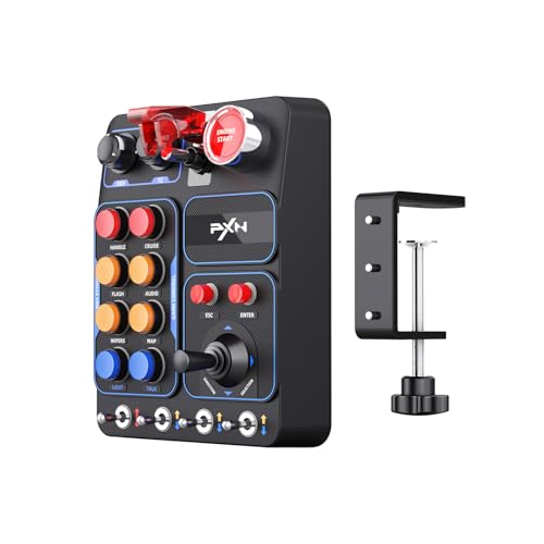PXN CB1 Racing Button Box USB PC Racing Simulator Center Control Button Box | Multifunctional PC Sim Instrument Control Button Box for Windows PC, With 30 Programmable Buttons and Adjustable RGB Lighting