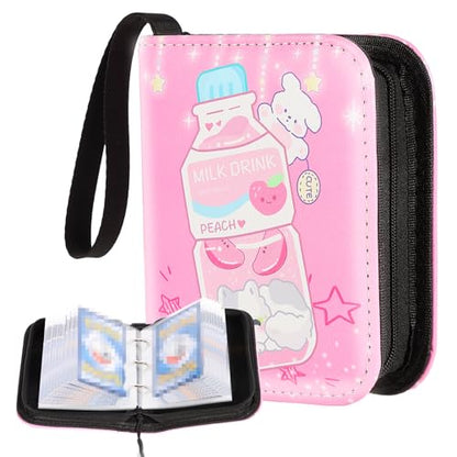 Small 1 Pocket Card Binder for Cards,Mini Trading Card Binder Holder Fits 80 Cards with 40 Removable Sleeves,Card Collection Binder Album Book Case for TCG,MTG,Sports Games (Bottle Cat) - color: Bottle Cat