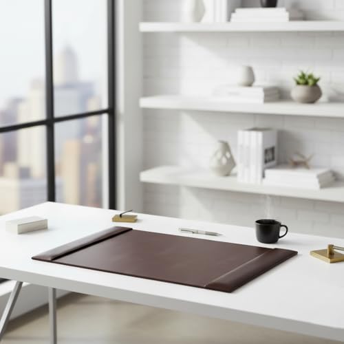 Dacasso Bonded Pad with Side Rails Luxury Leather Desk Blotter for Writing, 30 x 18 (Dark Brown) - color: Dark Brown