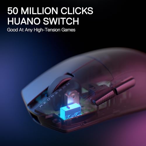 Redragon M916 PRO 3-Mode Wireless Gaming Mouse, 55G Ultra-Light 26K DPI Mouse w/Ergonomic Natural Grip Build, Full Programmable Buttons, Software Supports DIY Keybinds & DPI - color: Black, style: 1K Hz