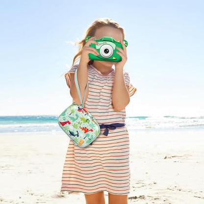 Leayjeen Kids Camera Case for Goopow/Mgaolo Kids Camera-Green dinosaur | Fits CIMELR/Seckton/OZMI Kids Toy Cameras and Children Digital Camera,Shockproof Water-Resistant Hard EVA Shell(Case Only) - color: Green Dinosaur