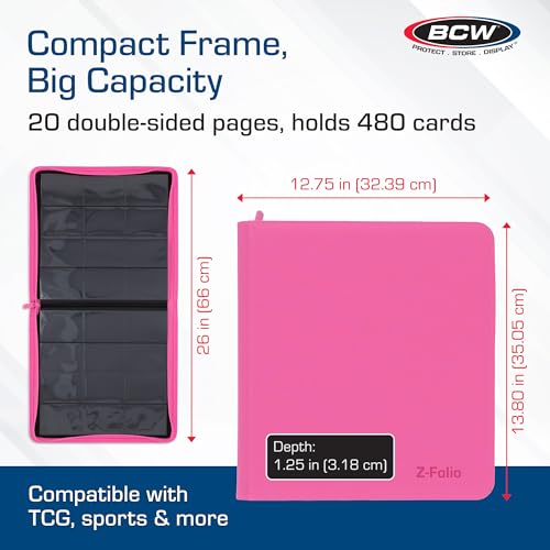 BCW 12 Pocket Z-Folio LX Game, Pink - color: Pink