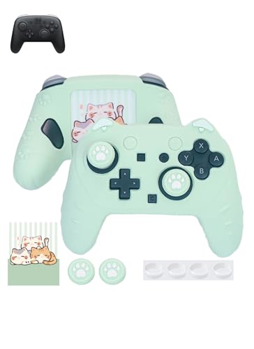 Case for Nintendo Switch 2 Pro Controller,UYRUREL Premium Sillence Material,Shock-Absorbing and Anti Drop Protection Soft Shell,with Stickers and Thumb Grips,Green. - color: Green