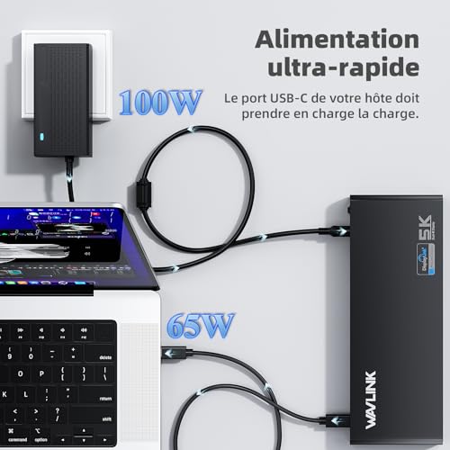 WAVLINK Pro Dual 4K@60Hz Universal Docking Station | USB 3.0/USB-C Laptop Dock for Mac & Windows | 2 HDMI/DP Monitors, Gigabit Ethernet, 6 USB 3.0 | Home Office & Multi-Screen Productivity. - color: 69DK2