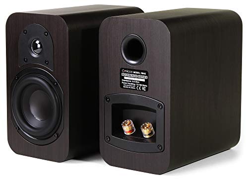 Micca RB42 Reference 2-Way Passive Bookshelf Speakers, Stereo Pair, Walnut | Amplifier Required, Long-Throw 4-Inch Woofers, 0.75-Inch Silk-Dome Tweeter, Desktop, Home Theater, Surround Sound
