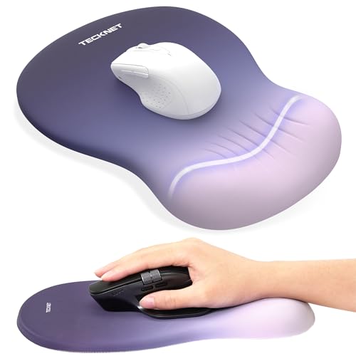 TECKNET Ergonomic Mouse Pad with Wrist Rest, Smooth Surface & Non-Slip Base | Memory Foam Mousepad with Wrist Support, Ergonomic Middle Concave for Laptop/PC, Pain Relief for Home Office, Gradient Blue - color: Gradient Blue