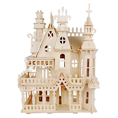 NWFashion Wooden Dream Dollhouse DIY Kits 3D Puzzle for Christmas Party Halloween House (Dream House) - color: Dream House