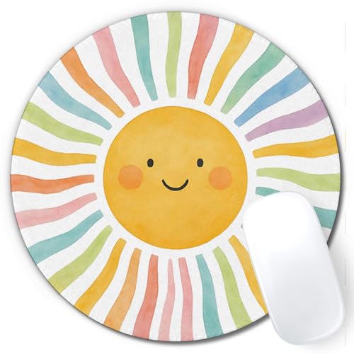 Boho Colorful Rainbow Sunshine Mouse Pad,Cute Rainbow Sun Mouse Pads Mousepad for Desk Home Office Dorm Computers Laptop, Boho Sun Office Supplies Desk Accessories, 7.9x7.9 Inch - color: Color-10