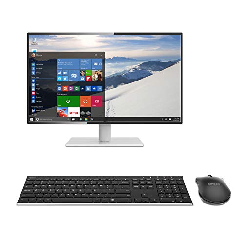 Arteck 2.4G Wireless Keyboard and Mouse Combo Stainless Steel Ultra Slim Full Size Keyboard and Ergonomic Mice for Computer Desktop PC Laptop and Windows 10/8/7 Build in Rechargeable Battery