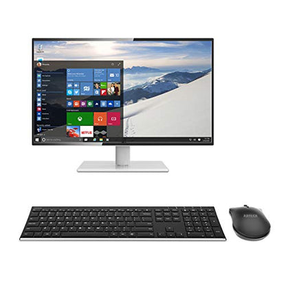 Arteck 2.4G Wireless Keyboard and Mouse Combo Stainless Steel Ultra Slim Full Size Keyboard and Ergonomic Mice for Computer Desktop PC Laptop and Windows 10/8/7 Build in Rechargeable Battery
