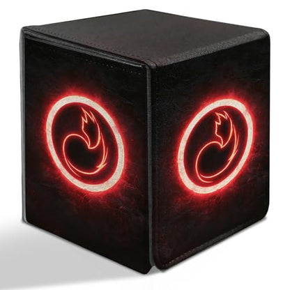 BVDIKMI Card Deck Box for MTG, Card Storage Box Fits 100+ Single Sleeved Cards, PU Leather Strong Magnet Card Deck Case Holder for Magic Commander TCG CCG, Black Flame - color: Black Flame
