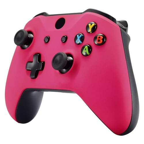 eXtremeRate Red Rose Faceplate Cover, Soft Touch Front Housing Shell Case, Comfortable Soft Grip Replacement Kit for Xbox One X & One S Controller Model 1708 - Controller NOT Included - color: Rose Red