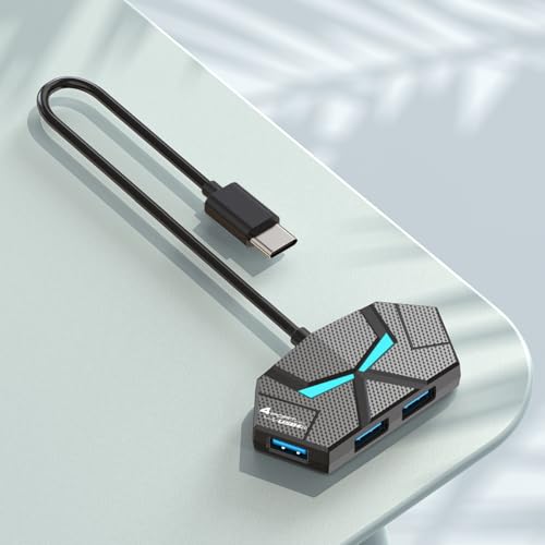 USB 3.0 Hub, 4-Port USB Hub, USB Splitter, USB Extender with Power Port for Laptop, PC, Xbox, Gamepad,Flash Drive, HDD, Console, Printer, Camera,Keyborad, Mouse,USB Fan - style: 4-port USB C