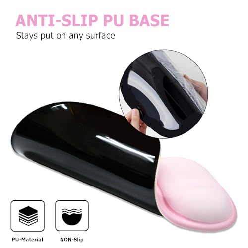Gel Mouse Pad with Wrist Rest, Ergonomic Office Keyboard Wrist Rest, Pink | Mousepad with Wrist Support, Pain Relief, Computer Mouse Pad with Non-Slip PU Base, Desk Accessories Mat for Office & Gaming - color: Pink