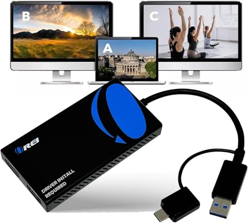 OREI SplitExtend HDMI Splitter Extended Display for Dual Monitor - 4K@30Hz | OREI SplitExtend HDMI Splitter Extended Display for Dual Monitor - USB A & USB-C Adapter to HDMI 2.0, Up to 4K@30Hz