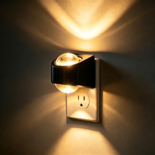 Briignite Projector Night Light, Dimmable Plug in Nightlight, Dusk to Dawn | Rotating Night Lights Plug into Wall, Adjustable Brightness, Soft White for Kids, Bathroom Bedroom Gaming Room, Home Decor - color: Black