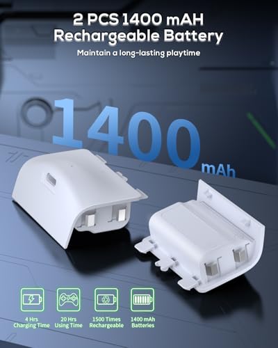 MENEEA Cooling Fan &Charging Stand for Xbox Series X Console and Controller | Vertical Cooler System Dual Charger Station Dock Accessories Kit with 2 x 1400mAh Rechargeable Battery (White) - color: White