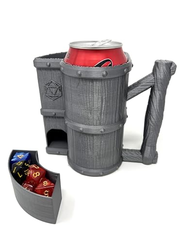 MunnyGrubbers - Mug Dice Tower - No Paint Odorless Insulated Cup Can Dice Tower - (Random 7PCS D20 Dice Set Included) - Dice Jail - Dice Holder - Dungeons and Dragons - DND Gift - (Silver) - color: Silver