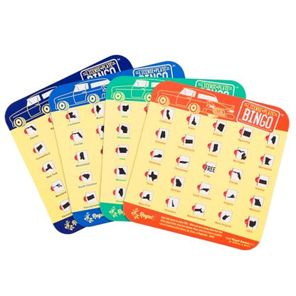 Regal Games Finger-Tip Shutter Bingo Cards with Sliding Windows - License Plate & Bingo Travel Game Set for Adults & Kids - Reusable, No Chips & Daubers Needed - 4 Packs - Yellow - color: Yellow