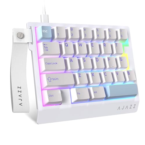 A.JAZZ AK029 Wired 29 Keys One-Handed RGB Gaming Keyboard with 8000HZ,0.01mm RT Magnetic Switches Adjustable Actuation,Hotswappable Mechanical Keyboard,Aluminum Plate,Web Driver for Gamers-White - color: White