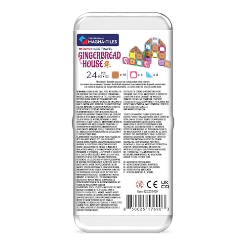 MAGNA-TILES microMAGS 24-Piece Gingerbread House Travel Set, The Original Magnetic Building Brand - style: Gingerbread