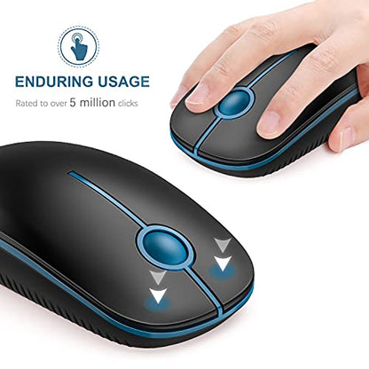 Vssoplor Wireless Mouse, 2.4G Slim Portable Computer Laptop Mouse with Nano Receiver Quiet Silent Optical Mice for Notebook, PC, Laptop, Computer-Black and Sapphire Blue - color: Black and Sapphire Blue