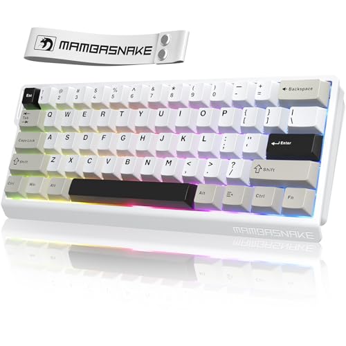 ATTACK SHARK MAMBASNAKE X60HE Wireless 8K Mechanical RT Keyboard-Star White | Tri Mode-2.4Ghz/BT/Wired,Hall Effect Magnetic Switch,RGB Backlight,0.01mm Accuracy,4000 mAh battery,Web Driver for PC Win Mac - color: Star White, size: Keyboard