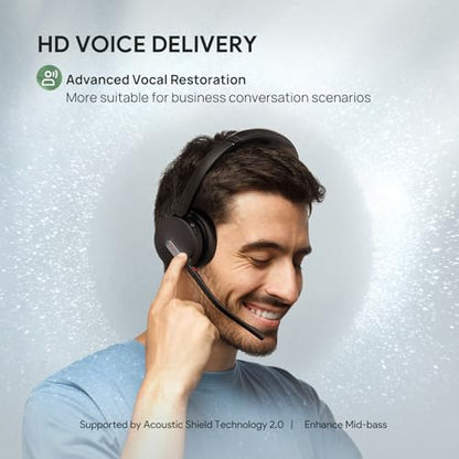 Yealink BH70 Wireless Bluetooth Headset with Microphone for Work, up to 35h Talking Battery Life, 3-Mic, 147g Lightweight Microsoft Teams Certified Headphone for Open Office, USB-C to A - color: Black (Teams), style: Dual (USB-C to A)