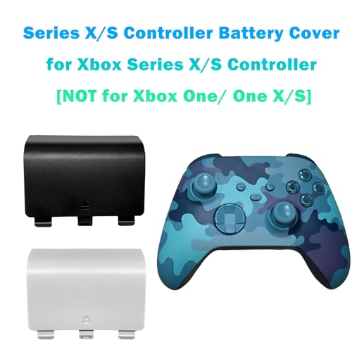 Battery Back Cover for Xbox Series S/X Controller, Battery Cover Door for Xbox Series S/X Controller, Battery Back Shell Repair Part Compatible with Xbox Series X/Series S Controller(2Black+2White) - color: Black&White